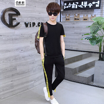 C2潮朝(C2 chao chao) 短袖 男士T恤 黑黃條 