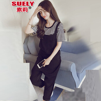 素莉（SUELY） 中腰 背帶褲 女 九分褲 休閑褲