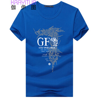 伽伊圖（KRAYITUR） 短袖 男士T恤 寶藍(lán)色 XL，L，加大，XXXL，XXL