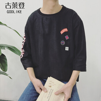 古萊登（GODLIKE） 七分袖 男士T恤 黑色 依潮2118 XL