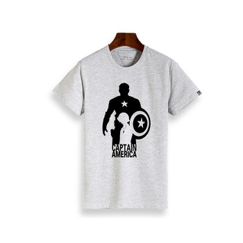 萌俠（mengxia） 短袖 男士T恤 灰色 美隊剪影 