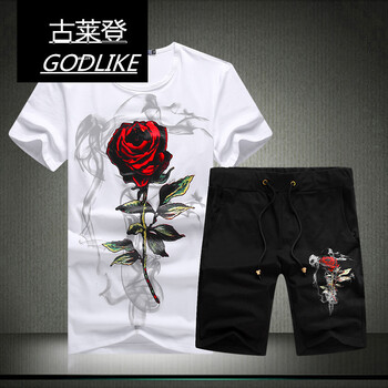 古萊登（GODLIKE） 短袖 男士T恤 白衣黑褲 M