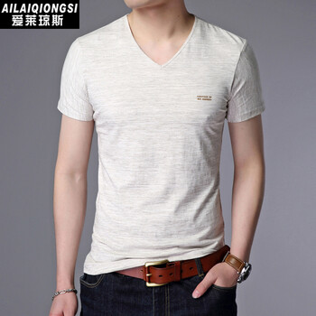 愛(ài)萊瓊斯（AILAIQIONGSI） 短袖 男士T恤 米色 