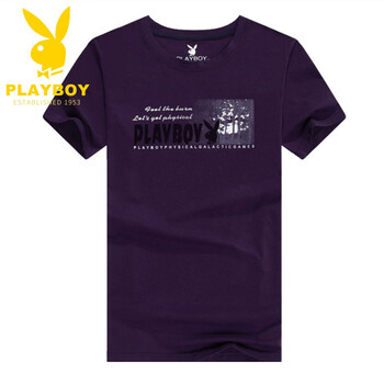 花花公子（PLAYBOY） 短袖 男士T恤 紫色 M