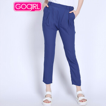 GOGIRL 中腰 哈倫褲 女 九分褲 休閑褲