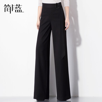 簡(jiǎn)非藍(lán) 高腰 闊腳褲 女 長(zhǎng)褲 休閑褲