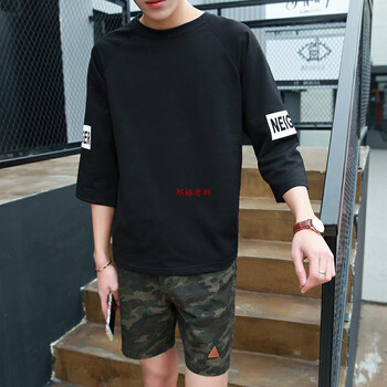 邦格魯斯 五分袖 男士T恤 14341七分袖黑色 