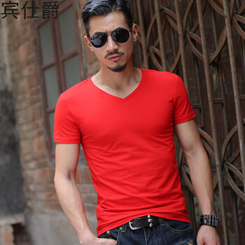賓仕爵 短袖 男士T恤 大紅  XL