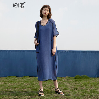 日著（rizhuo） 純色 紗網(wǎng) 連衣裙