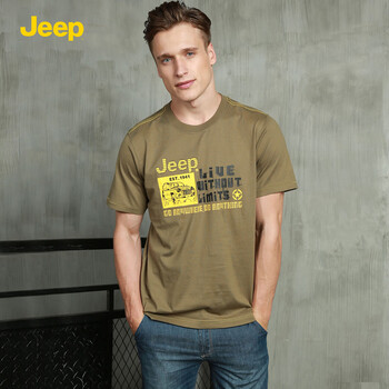 Jeep 短袖 男士T恤 軍綠色N4 