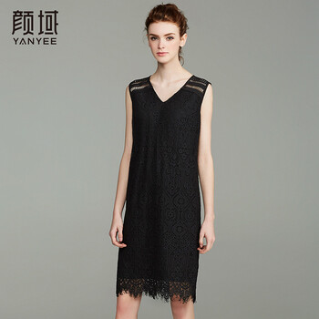 顏域（YANYEE） 純色 紗網(wǎng) 連衣裙