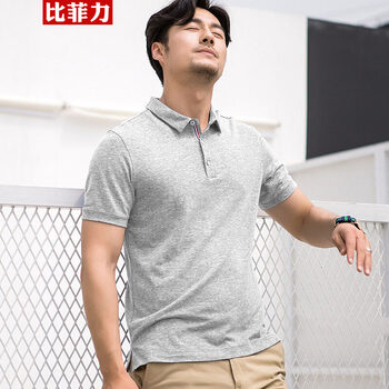 比菲力（BEVERRY） 短袖 男士T恤 淺灰色 