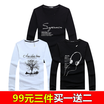 賓宇兄弟 長(zhǎng)袖 男士T恤 套餐I:SP黑+樹(shù)白+耳機(jī)黑 S，XL，L，M，XXXL，加大，XXL