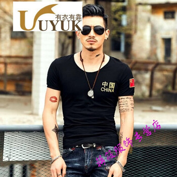 UYUK 短袖 男士T恤 圓領(lǐng)中國黑色 XL