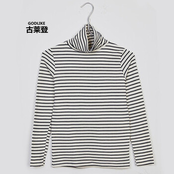 古萊登（GODLIKE） 長袖 男士T恤 高領(lǐng)條紋白色 XL，L，XXXL，XXL，M