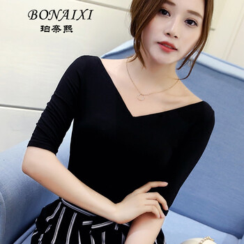 珀奈熙（BONAIXI） 露肩，露背 短袖 T恤 女 圓領(lǐng)