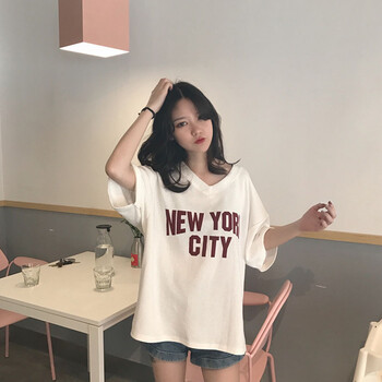 瑞凱思（Reskeental） 印花 短袖 T恤 女 V領(lǐng)