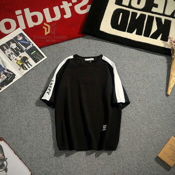 C2潮朝（C2 CHAO CHAO） 五分袖 男士T恤 拼接黑色 XL，L，XXL，M