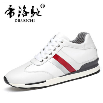 帝洛馳（DILUOCHI）男士白色 全皮面增高鞋 37