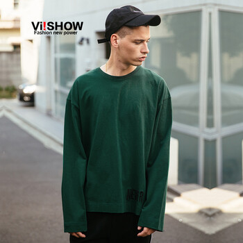 viishow 長(cháng)袖 男士T恤 軍綠色 