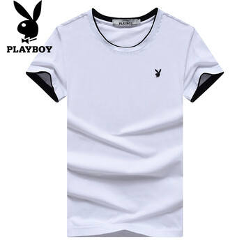 花花公子（PLAYBOY） 短袖 男士T恤 白色（圓領(lǐng)） 