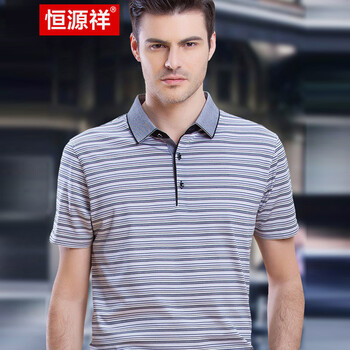 恒源祥 短袖 男士T恤 中灰02Y46847 S，XL，L，XXL，XXXL，M