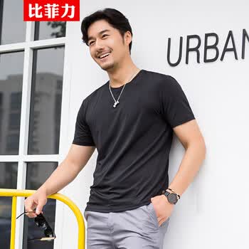 比菲力 短袖 男士T恤 男款圓領(lǐng)黑色 