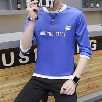 丹杰仕 長(cháng)袖 男士T恤 藍色 