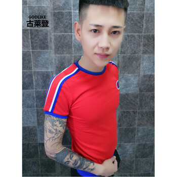 古萊登（GODLIKE） 短袖 男士T恤 卡通徽章紅色 S