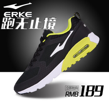 鴻星爾克（ERKE）跑步鞋正黑/檸檬綠 38