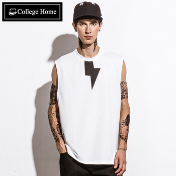 Collegehome 無袖 男士T恤 白色 