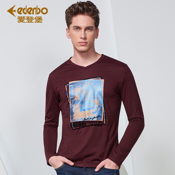 愛登堡（edenbo） 長袖 男士T恤 暗紅色 