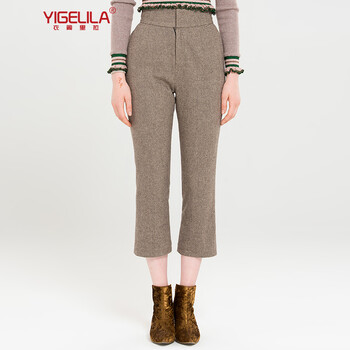 衣閣里拉（YIGELILA） 高腰 喇叭褲 女 九分褲 休閑褲