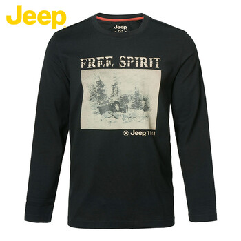 Jeep 長(zhǎng)袖 男士T恤 黑色Z9 