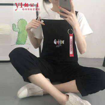 懿公主 中腰 背帶褲 女 長(zhǎng)褲 休閑褲