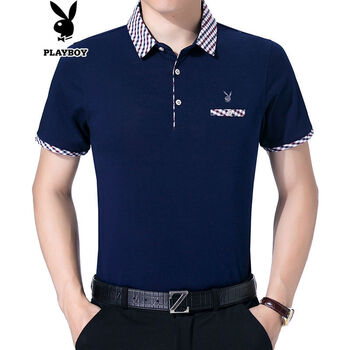花花公子（PLAYBOY ESTABLISHED 1953） 短袖 男士T恤 藏青 M