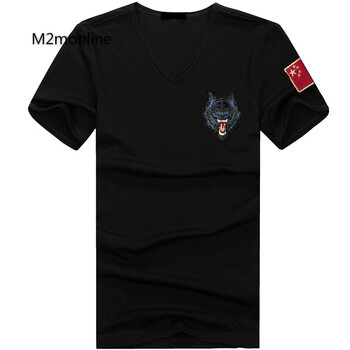 蘇京貓 短袖 男士T恤 V領(lǐng)狼頭 