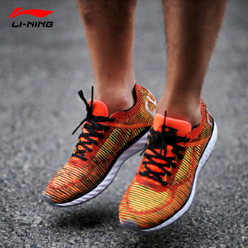 李寧（LI-NING）跑步鞋熒光耀橙/熒光亮綠/新基礎黑/基礎白 42