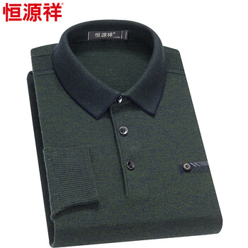 恒源祥 長袖 男士T恤 1號(hào)軍綠 