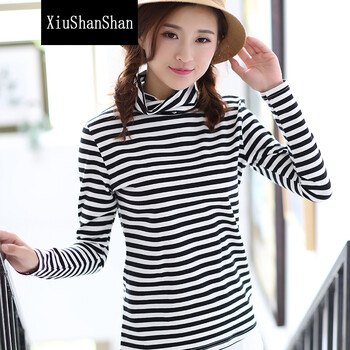 XiuShanShan 條紋 短袖 T恤 女 高領(lǐng)