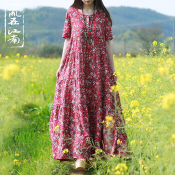 亂在江南 植物花卉，碎花 印花 連衣裙