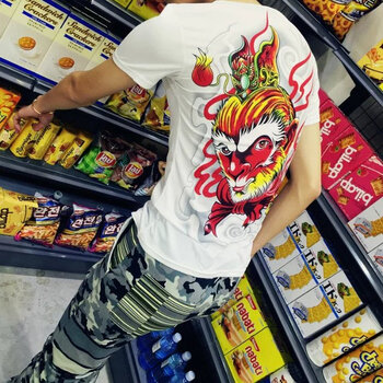 束鹿牛（SHULUNIU） 長(zhǎng)袖 男士T恤 美猴王 