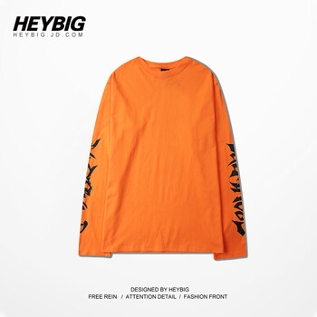 HEYBIG 長袖 男士T恤 橙色 L