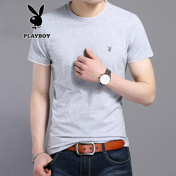 花花公子（PLAYBOY） 短袖 男士T恤 灰色 XL，L，M，XXXL，XXL