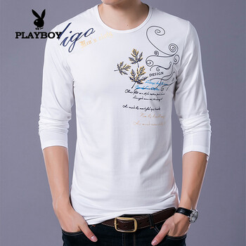 花花公子（PLAYBOY） 長(zhǎng)袖 男士T恤 6180白色 