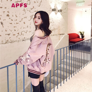 APFS  長袖 女 短外套 刺繡