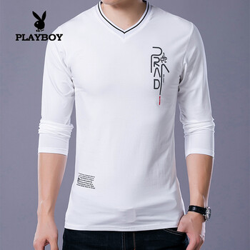花花公子（PLAYBOY） 長袖 男士T恤 6150白色 