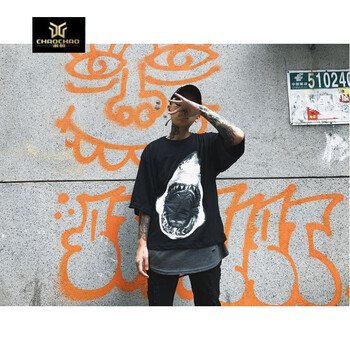 C2潮朝（C2 CHAO CHAO） 五分袖 男士T恤 黑色鯊魚 S，XL，L，M，XXL