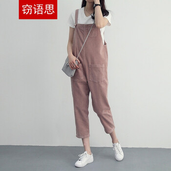 竊語(yǔ)思  背帶褲 女 九分褲 牛仔褲