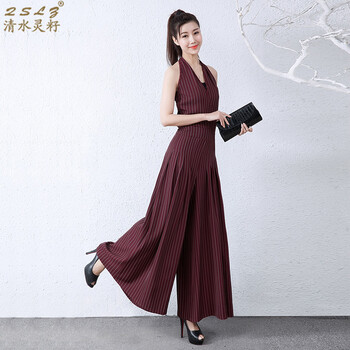 清水靈籽（QSLZ） 高腰 背帶褲 女 長(zhǎng)褲 休閑褲